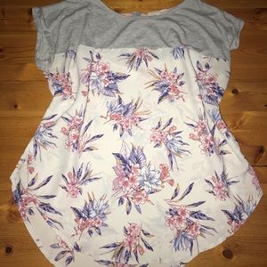 White with flower design dressy top
